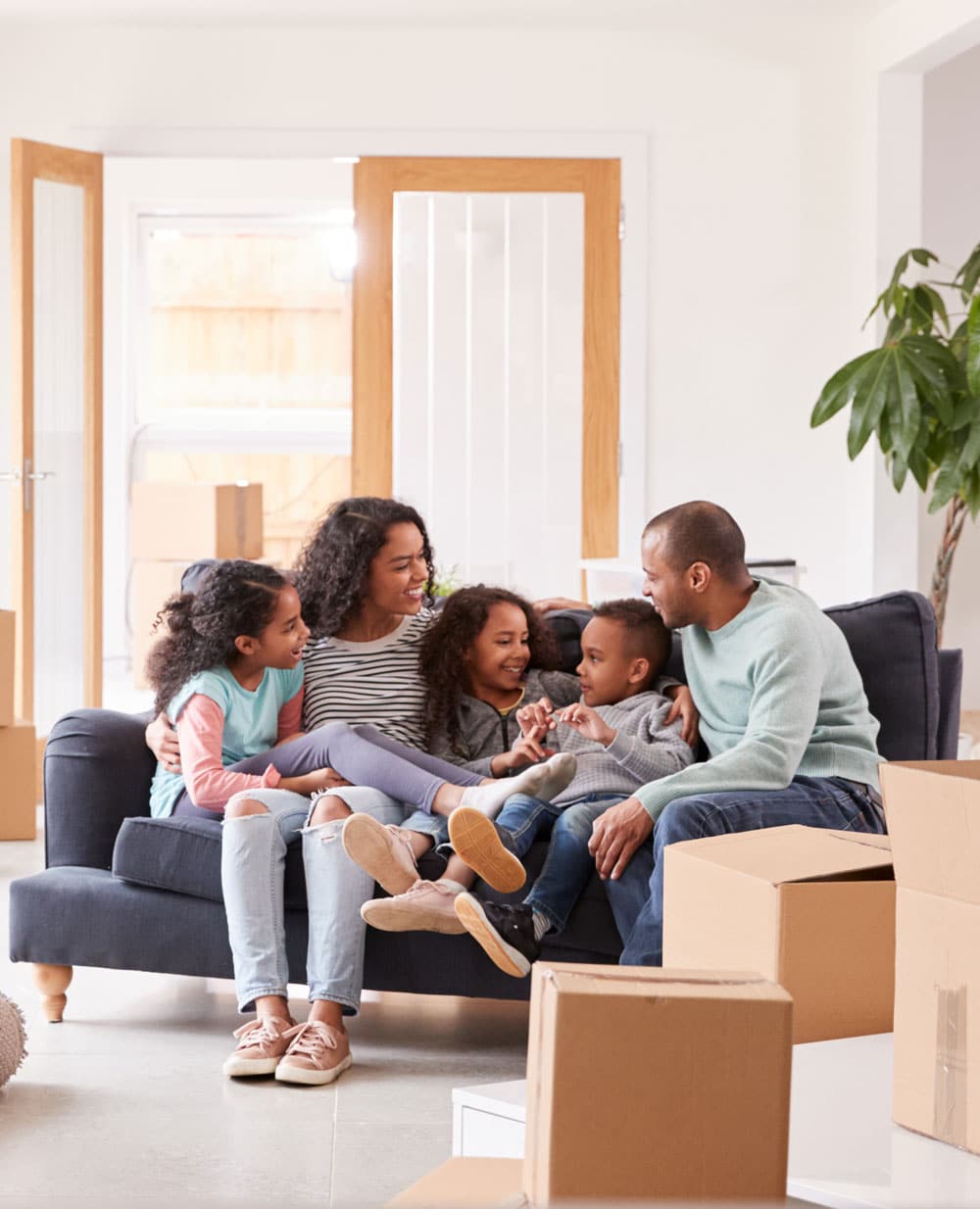 a group of people sitting in a box